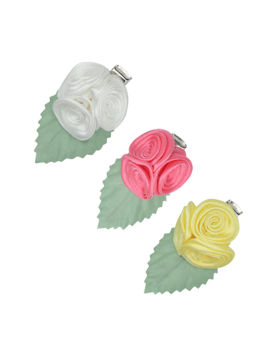 Multicolor Floral Pack of 3 Hair Clips for Girls