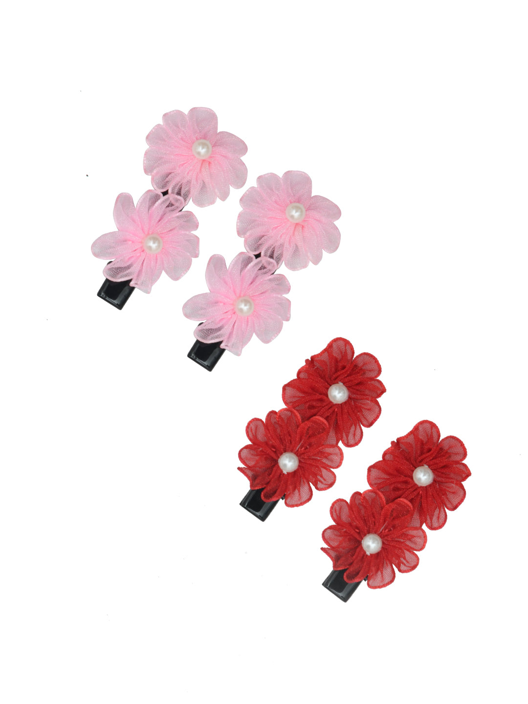 Pack of 4 Multicolor Pretty Floral Hair Clips for Girls