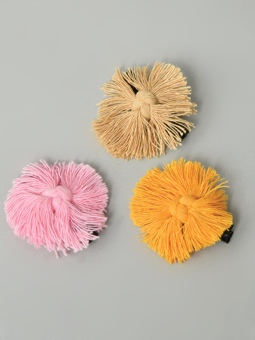 Multicolor Pack of 3 Boho Macrame Hair Clips for Girls