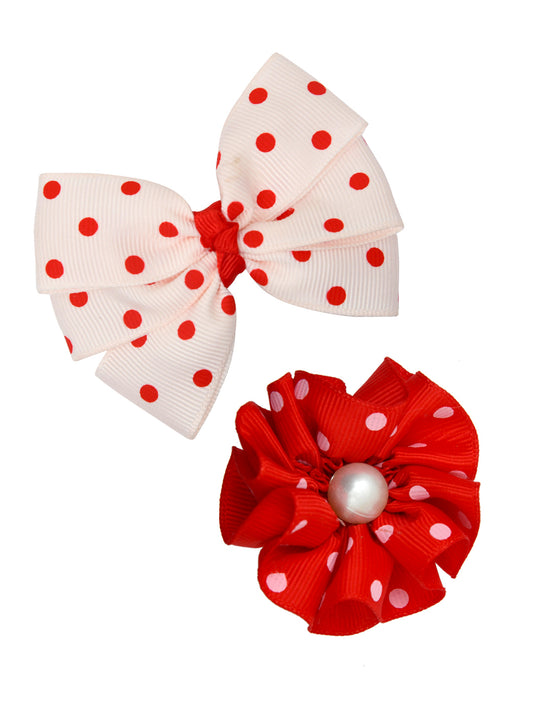 Multicolor Beautiful Ribbon Hair Clips for Girls Set of 2