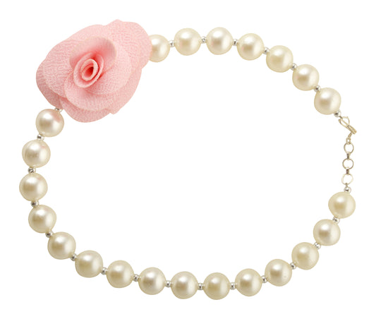 Pink Pearl Necklace With Rose