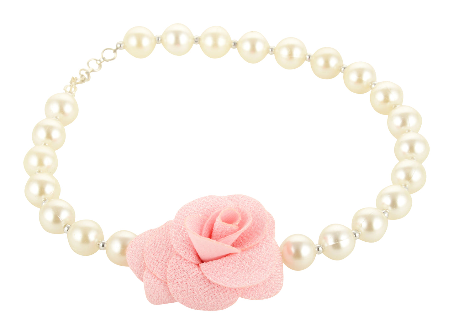 Pink Pearl Necklace With Rose