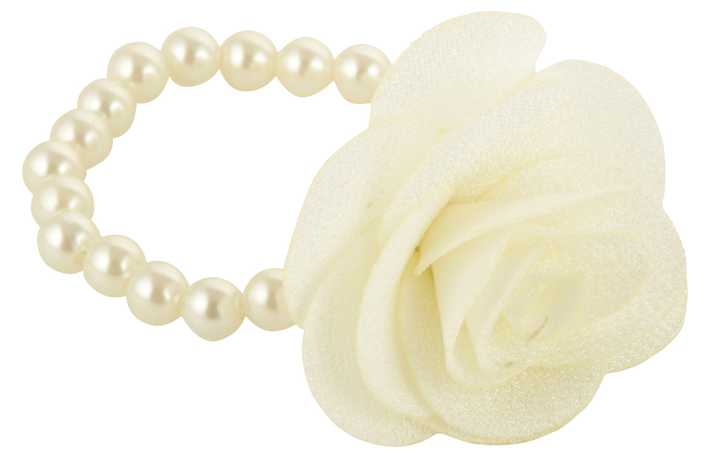 White Pearl Necklace & Bracelet With Rose