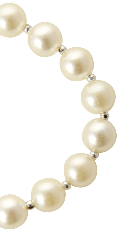 White Pearl Necklace With Rose