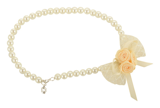 Cream Pearl Necklace with Rose