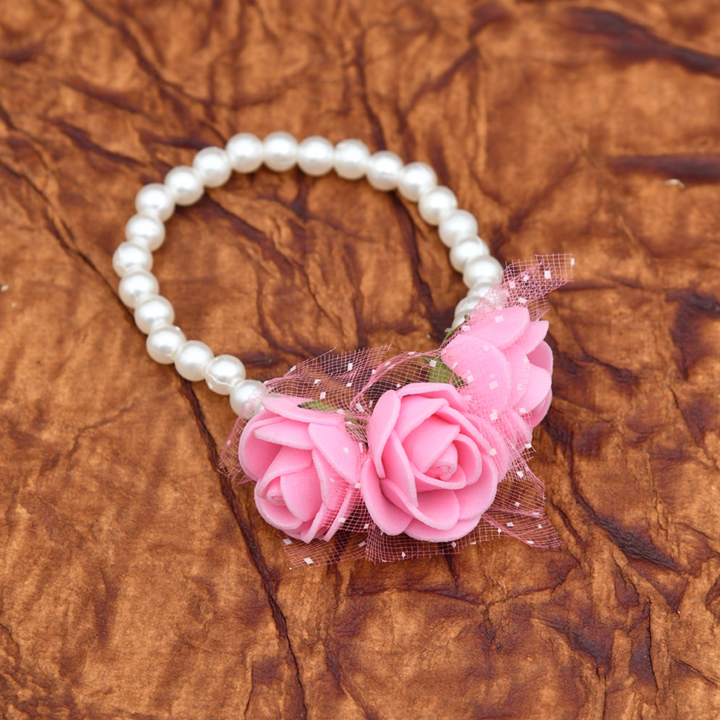 Pink Pearl & Flower Bracelet for Girls