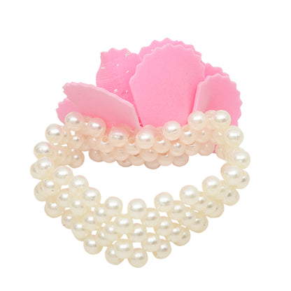 Pink Pearl Bracelet With Rose for Girls
