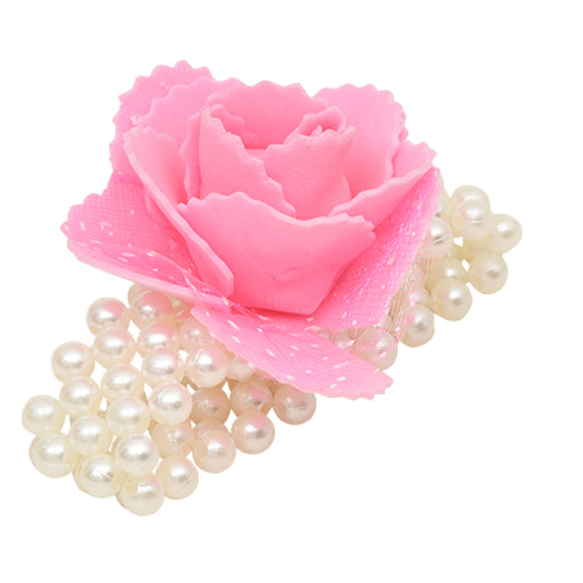 Pink Pearl Bracelet With Rose for Girls