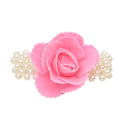 Pink Pearl Bracelet With Rose for Girls