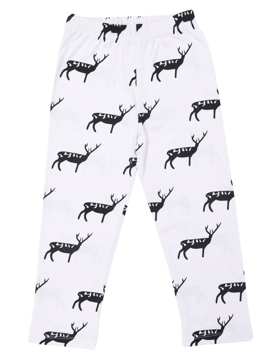 White Kangaroo Printed Girls Pyjamas