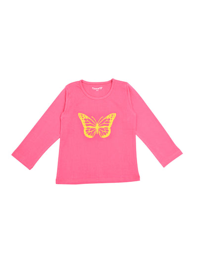 Pink Butterfly Printed T-shirt for Girls