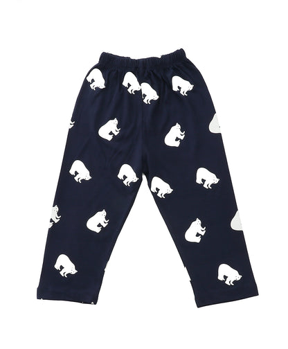 Navy Blue Bear Printed Kids Pyjamas