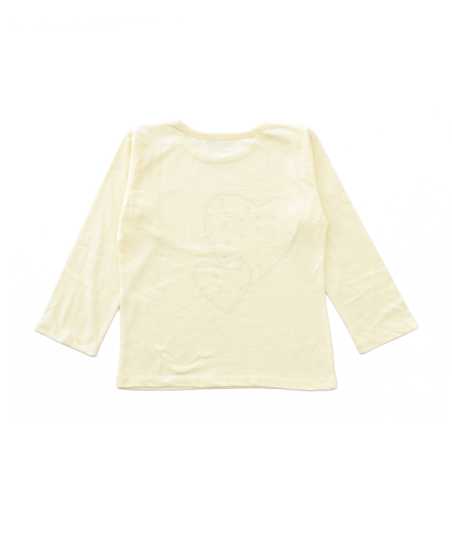 Cream Heart Printed Girls T-shirt