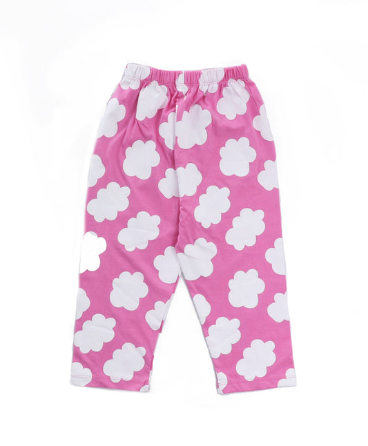 Pink Clouds Printed Girls Pyjamas