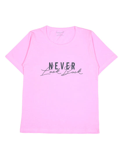Half Sleeves Typography Printed Girls T-Shirt - Pink