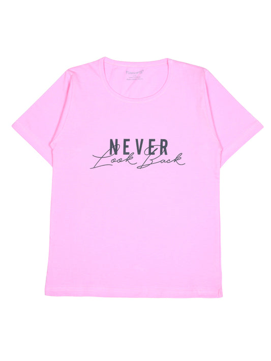 Half Sleeves Typography Printed Girls T-Shirt - Pink