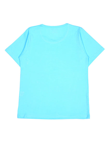 Half Sleeves Typography Printed Girls T-Shirt - Blue