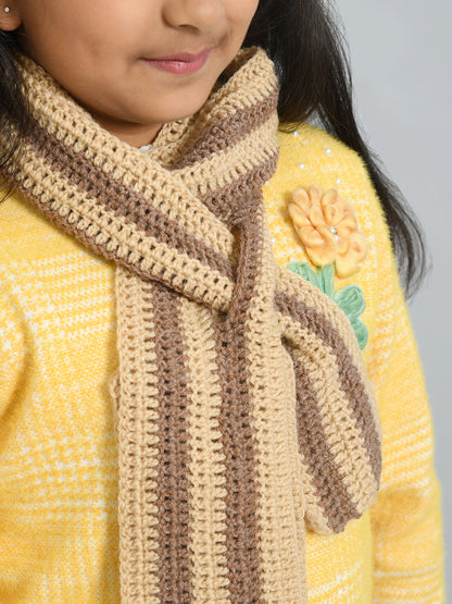 Brown Handmade Woollen Muffler For Girls With Keyhole