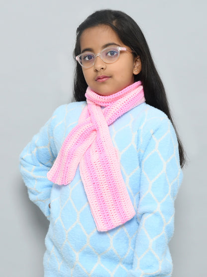 Brown Handmade Woollen Muffler For Girls With Keyhole