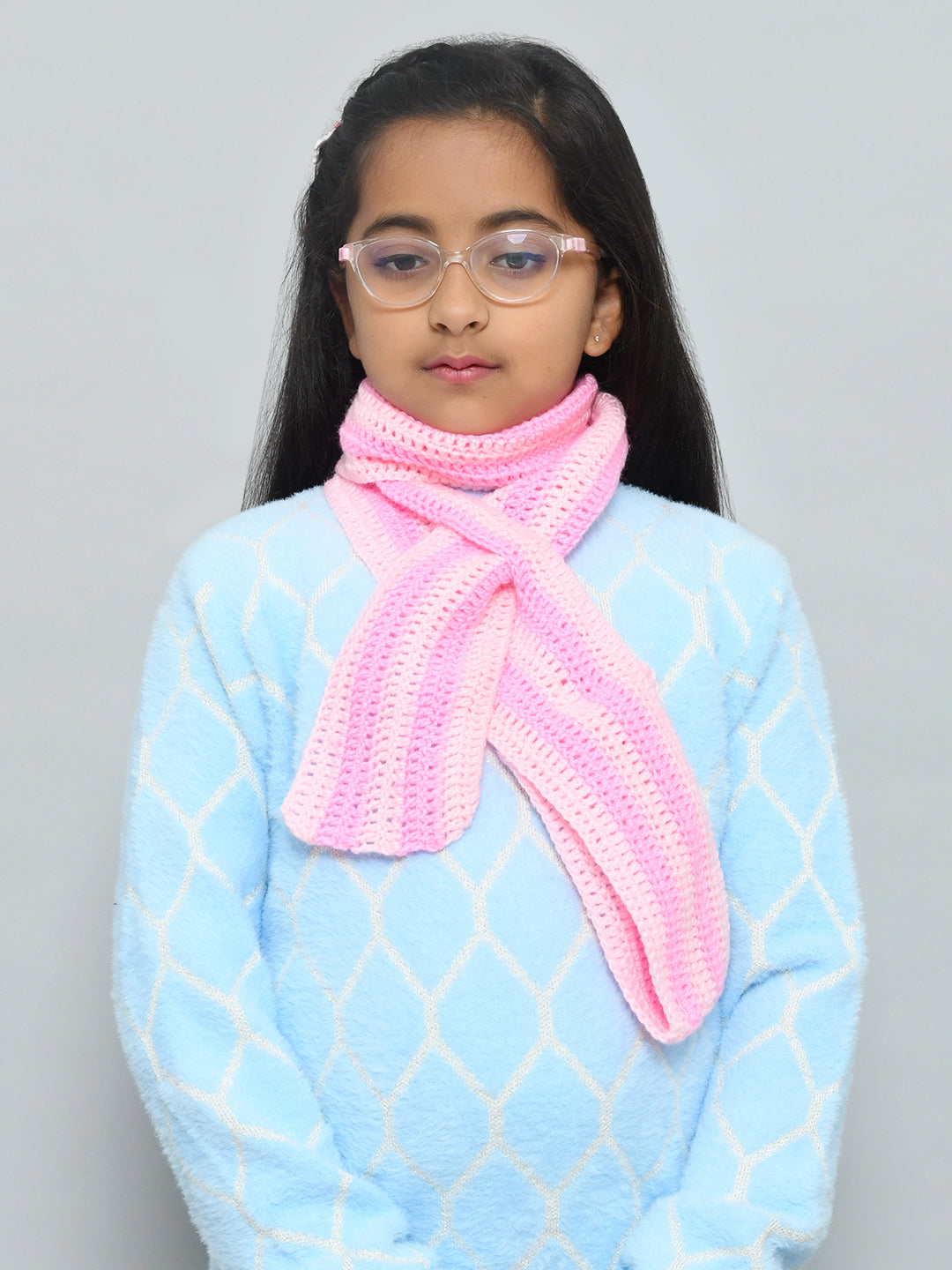 Brown Handmade Woollen Muffler For Girls With Keyhole