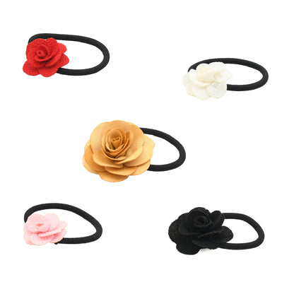 Set of 5 Multicolor Floral Hair Ties for Girls