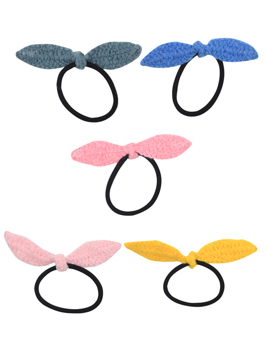 Funkrafts Trendy Girls Crochet  Ponytail Holder Pack of 5 - Multicolor