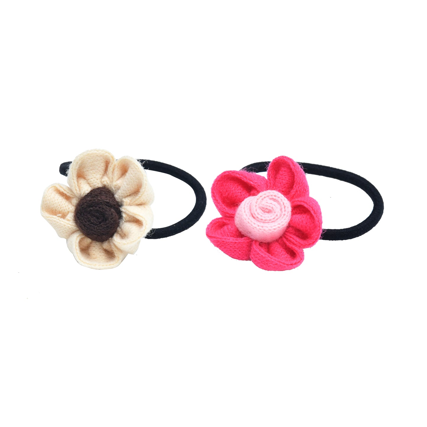 Set of 2 Multicolor Floral Hair Ties for Girls