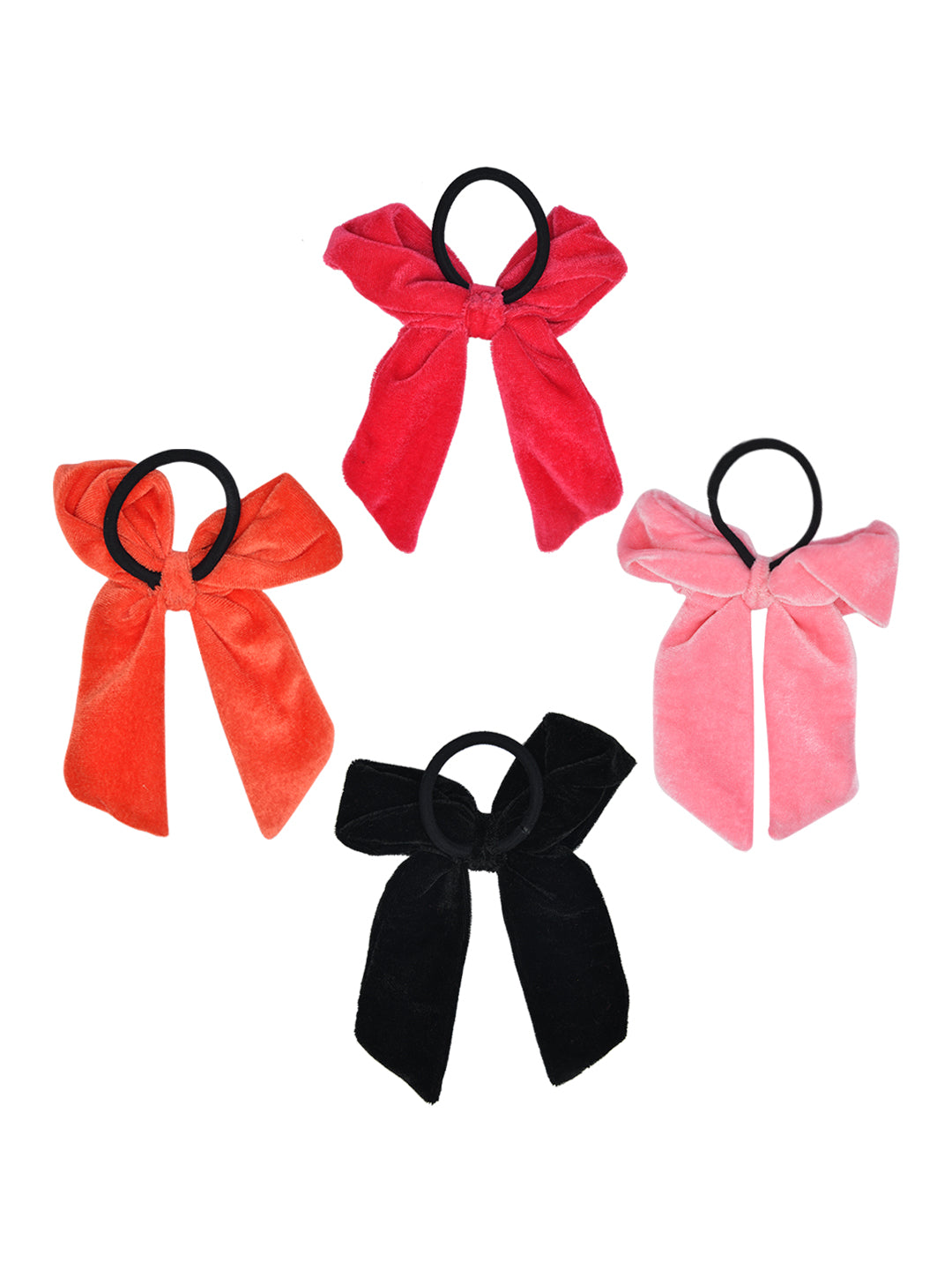 Set of 4 Multicolor Ribbon Style Hair Ties for Girls