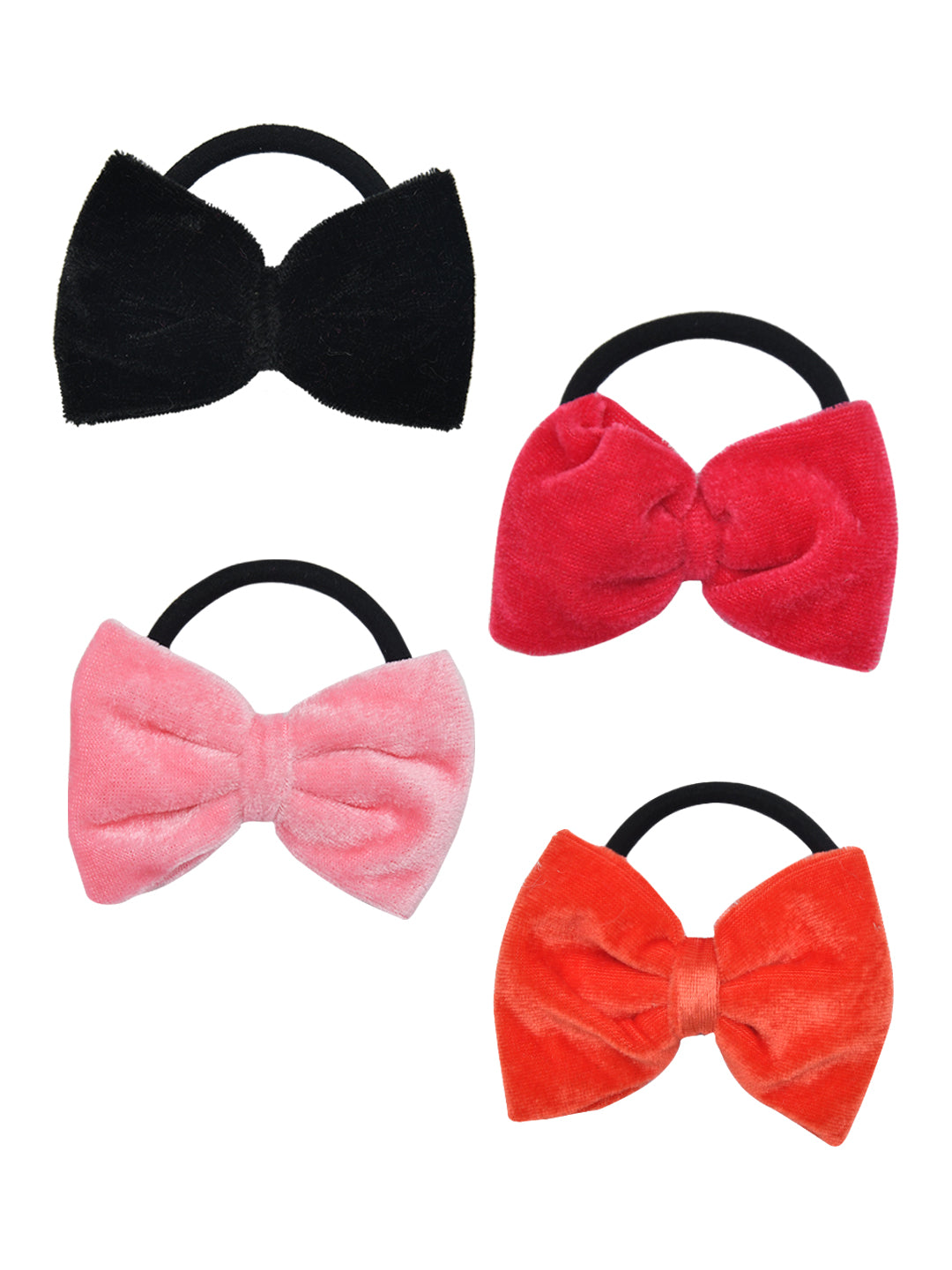 Set of 4 Multicolor Bow Hair Ties for Girls