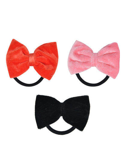 Set of 3 Multicolor Bow Hair Ties for Girls