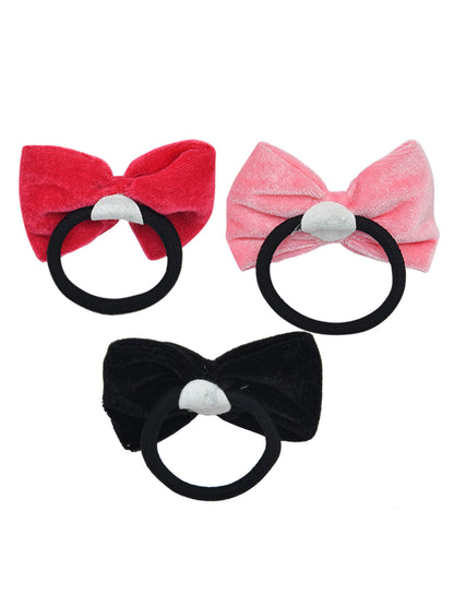 Set of 3 Multicolor Bow Hair Ties for Girls