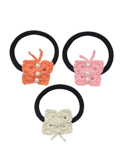 Set of 3 Multicolor Butterfly Hair Ties for Girls