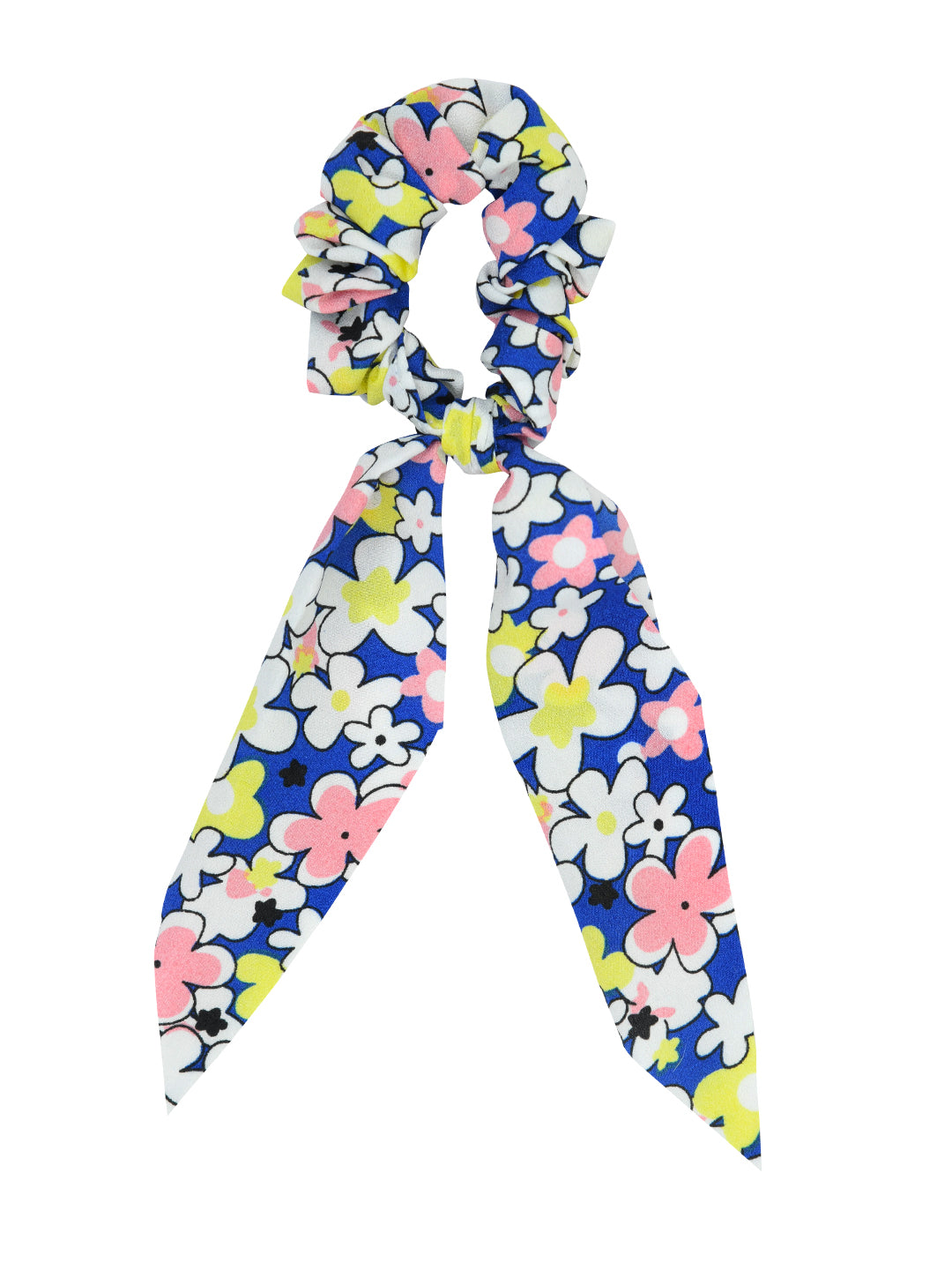 Set of 2 Multicolour Floral Printed Hair Ties for Girls