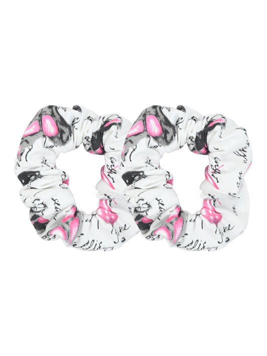 Set of 2 Multicolour Ruffled Printed Scrunchies for Girls