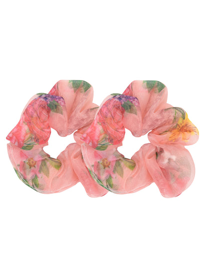 Set of 2 Multicolour Satin Hair Scrunchies for Girls