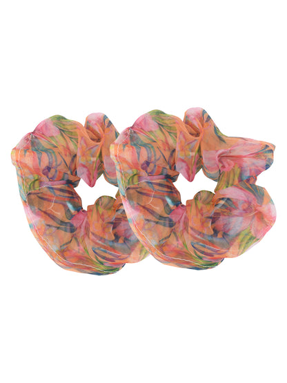 Set of 2 Multicolour Satin Hair Scrunchies for Girls