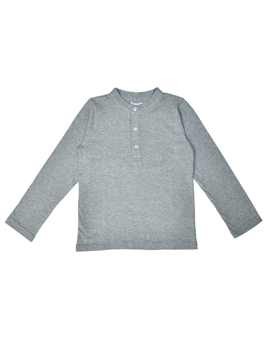 Grey Henley Boys Cotton T-shirt