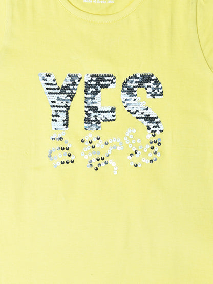 Yellow Sequin T-shirt for Girls