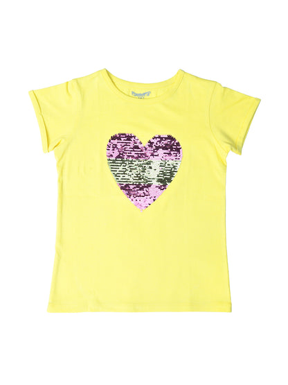 Yellow  Sequin T-shirt for Girls