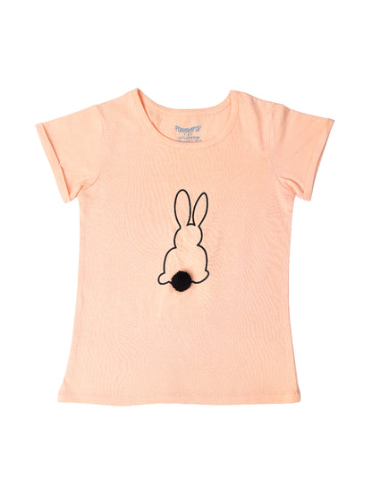 Girls Peach Cotton T-shirt for Girls