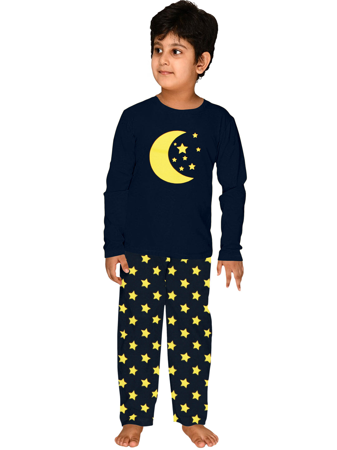 Kids Full Sleeves Moon & Star Print Night Suit
